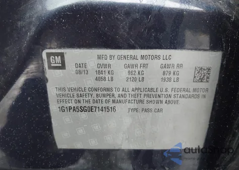 2014 Chevrolet Cruze Ls Auto из США, поврежденный, VIN 1G1PA5SG0E7141516